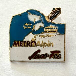 Collectible Souvenir “MetroAlpin Saas-Fee” Enamel Pin. Ski Switzerland. Vintage